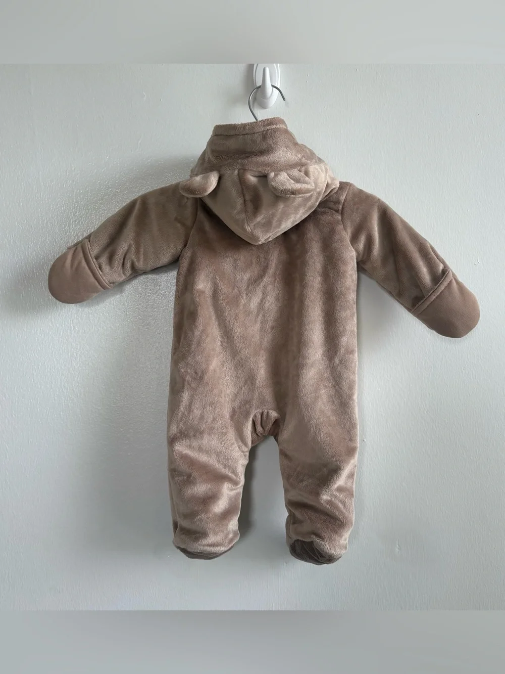 Carter's Just One You Beige Fleece Bear Hooded Full Zip Snowsuit 3 Months